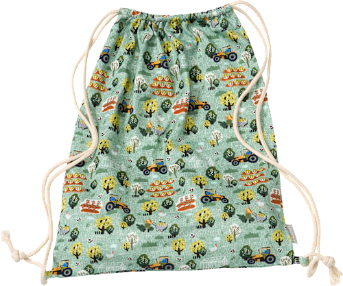Turnbeutel mit Traktor-Muster, grün, ca. 32 x 40 cm ALANA