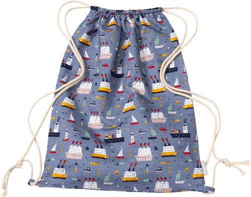 Turnbeutel mit Schiff-Muster, blau, ca. 32 x 40 cm ALANA