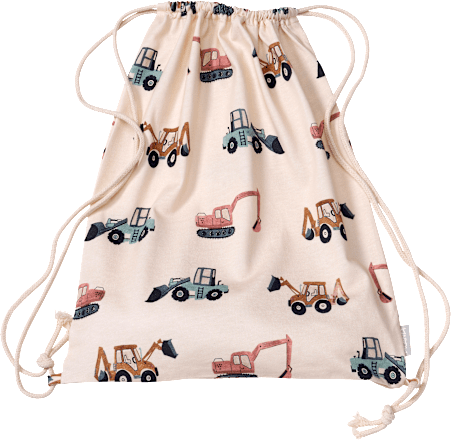 Turnbeutel mit Bagger-Muster, beige, ca. 32 x 40 cm ALANA