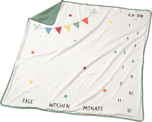 Meilensteindecke mit Zahlen von 1 bis 12, grün, ca. 1 x 1 m ALANA