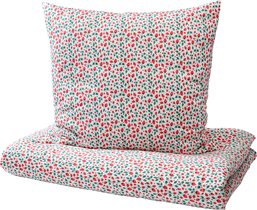 Bettwäsche Set 2-teilig mit Erdbeeren-Muster, beige, ca. 140x200 + 80x80 0 ALANA