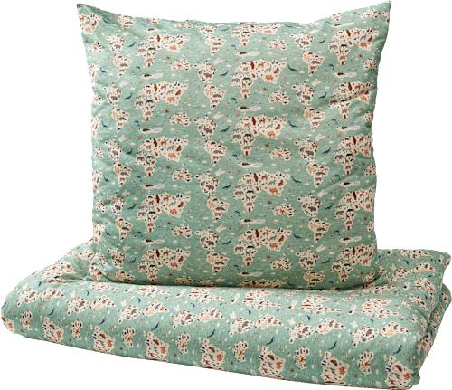 Bettwäsche Set 2-teilig mit Afrika-Muster, grün, ca. 140x200 + 80x80 0 ALANA