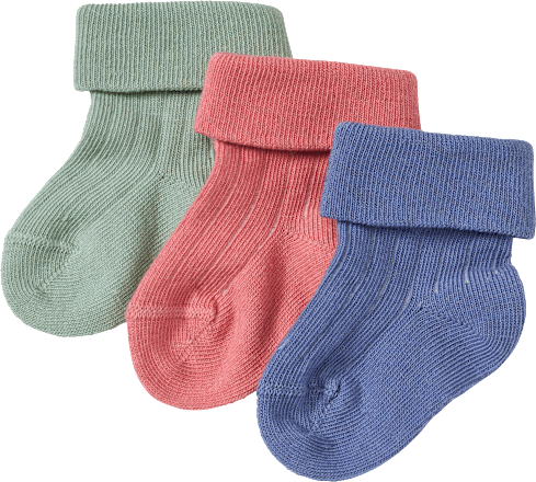 Erstlingssocken, rosa + blau + grün, Gr. 15/16 ALANA