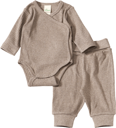 Set mit Wickelbody & Hose mit Ripp-Struktur, beige, Gr. 50/56 ALANA