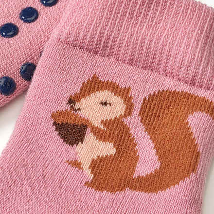 ABS Socken mit Eichhörnchen-Motiv, rosa, Gr. 19/22 ALANA