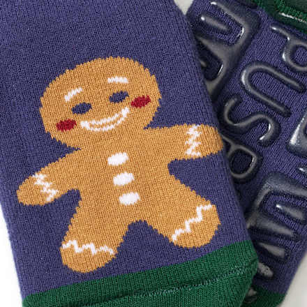 Stoppersocken mit Weihnachts-Motiv, blau & rot, Gr. 23/24 PUSBLU