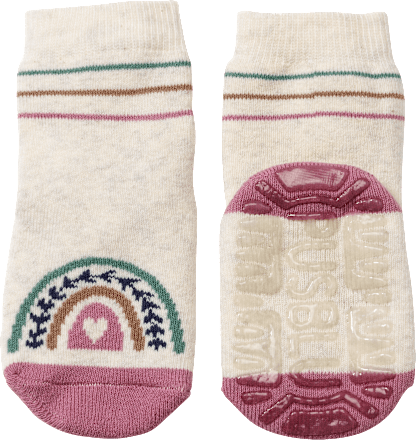 Stoppersocken mit Regenbogen-Motiv, beige, Gr. 23/24 PUSBLU