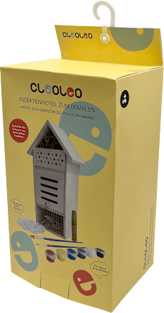 Insektenhotel aus Holz mit Farben und Pinsel, beige Cleoleo