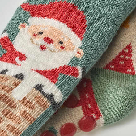 ABS Socken mit Weihnachts-Motiv, blau + beige, Gr. 19/22 PUSBLU