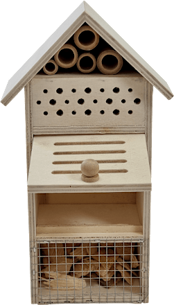 Insektenhotel aus Holz mit Farben und Pinsel, beige Cleoleo