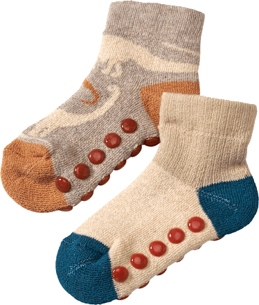 ABS Sneakersocken mit Dino-Motiv, braun, Gr. 19/22 PUSBLU