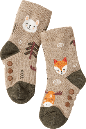 ABS Socken mit Waldtier-Muster, grün, Gr. 23/26 PUSBLU