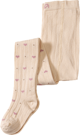 Strumpfhose mit Ripp-Struktur & Herz-Muster, beige, Gr. 110/116 ALANA