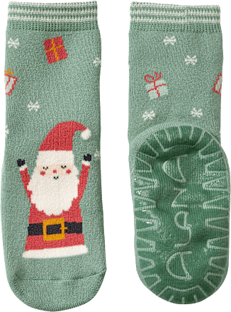 Stoppersocken mit Weihnachtsmann-Motiv, grün, Gr. 23/24 ALANA