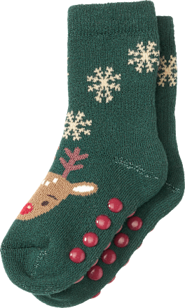 ABS Socken mit Rentier-Motiv, grün, Gr. 19/22 PUSBLU