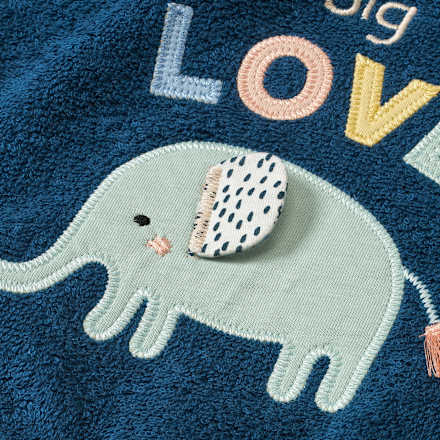 Ärmellätzchen mit Elefanten-Motiv, blau ALANA