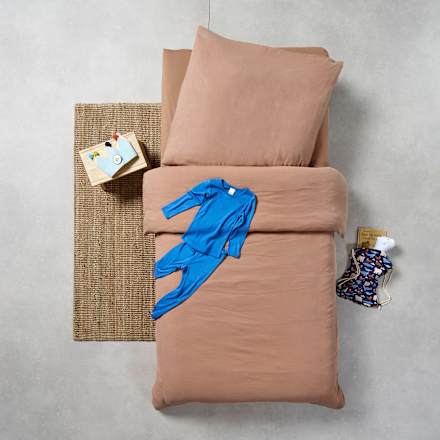 Bettwäsche-Set aus Musselin, braun, 135 x 200 + 80 x 80 cm ALANA