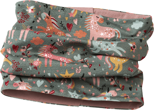 Loop Schal mit Einhorn-Muster, grün & rosa ALANA