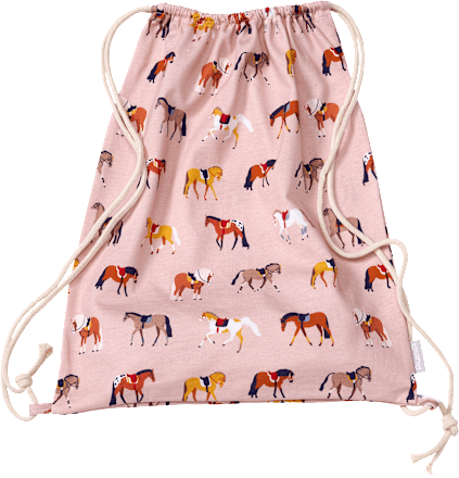 Turnbeutel mit Pferde-Muster, rosa, ca. 32 x 40 cm ALANA