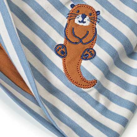 Mütze mit Otter-Applikation, blau & weiß, Gr. 52/53 ALANA