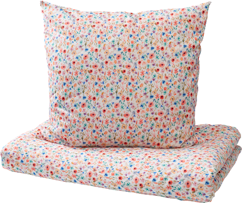 Bettwäsche Set 2-teilig mit Blumen-Muster, bunt, ca. 140x200 + 80x80 0 ALANA