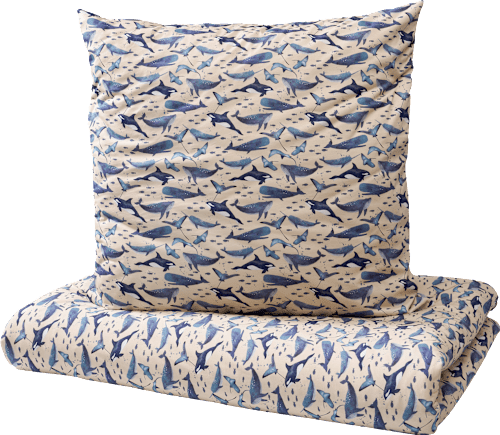 Bettwäsche Set 2-teilig mit Wal-Muster, beige, ca. 140x200 + 80x80 0 ALANA