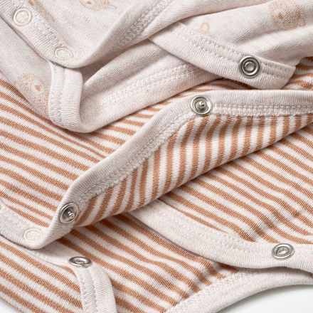 Wickelbodys mit Bären-Muster, beige + braun, Gr. 50/56 ALANA