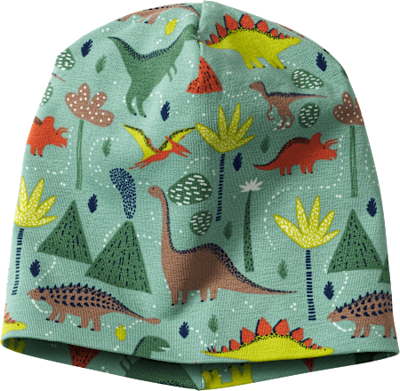 Mütze Pro Climate mit Dino-Muster, grün, Gr. 48/49 ALANA