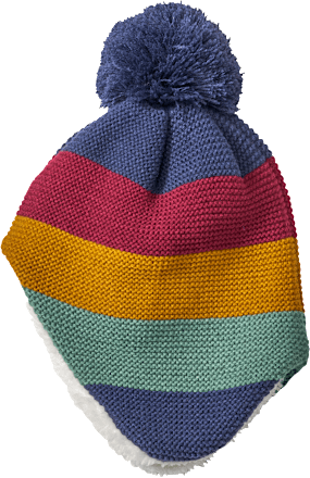 Mütze aus Strick & mit Teddyfutter, bunt, Gr. 54/55 PUSBLU