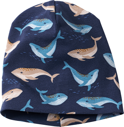 Mütze Pro Climate mit Wal-Muster, blau, Gr. 50/51 ALANA
