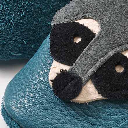 Lederschuhe mit Waschbär-Applikation, blau & grau, Gr. 22/23 ALANA