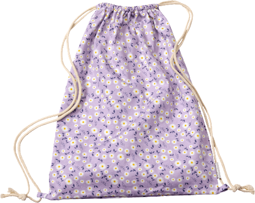 Turnbeutel mit Blumen-Muster, lila, ca. 32 x 40 cm ALANA