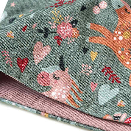 Loop Schal mit Einhorn-Muster, grün & rosa ALANA