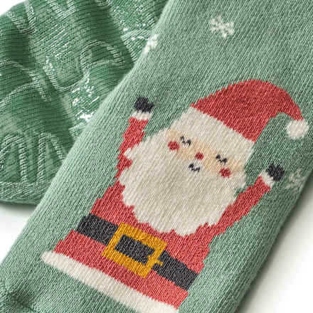 Stoppersocken mit Weihnachtsmann-Motiv, grün, Gr. 21/22 ALANA