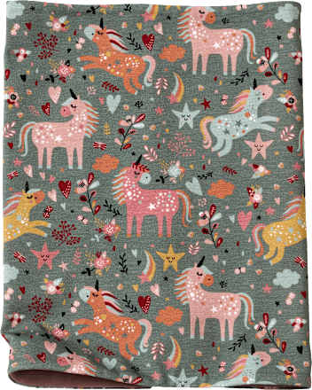 Loop Schal mit Einhorn-Muster, grün & rosa ALANA