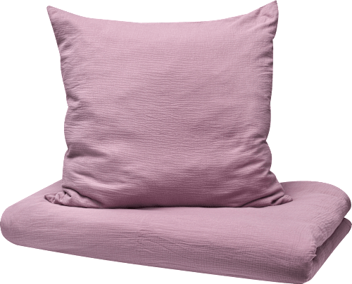 Bettwäsche-Set aus Musselin, mauve, 155 x 200 + 80 x 80 cm ALANA