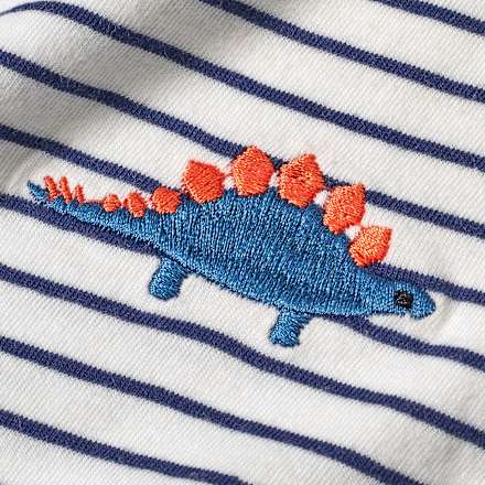 T-Shirt mit Ringel-Muster & Dino-Applikation, weiß & blau, Gr. 116 ALANA