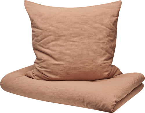 Bettwäsche-Set aus Musselin, braun, 155 x 220 + 80 x 80 cm ALANA
