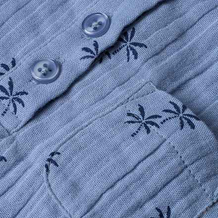 Strampler aus Musselin mit Palmen-Muster, blau, Gr. 68 ALANA