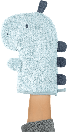 Waschhandschuh Dino, blau fehn