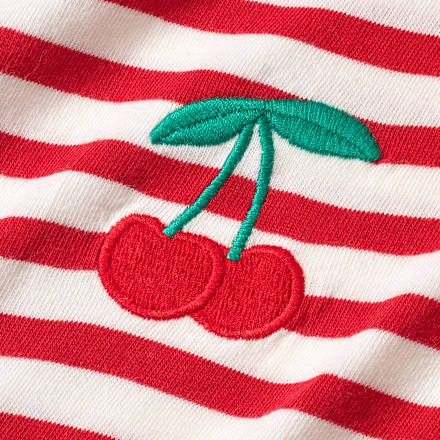 Kleid mit Ringeln & Kirsch-Applikation, rot & blau, Gr. 122 ALANA