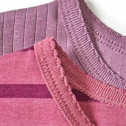 Langarmshirts mit Ripp-Struktur + Streifen, lila + rosa, Gr. 110 ALANA