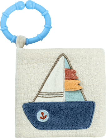Softbilderbuch Boot, beige & blau fehn