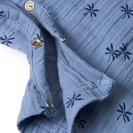 Strampler aus Musselin mit Palmen-Muster, blau, Gr. 56 ALANA