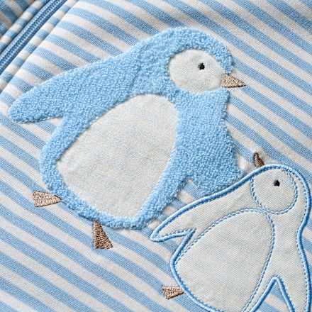 Schlafsack 3 TOG mit Pinguin-Applikation, blau, 110 cm ALANA