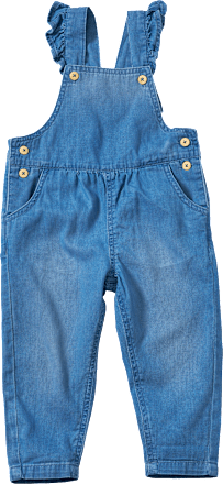 Latzhose aus Jeans-Stoff & mit Rüschen, blau, Gr. 104 ALANA
