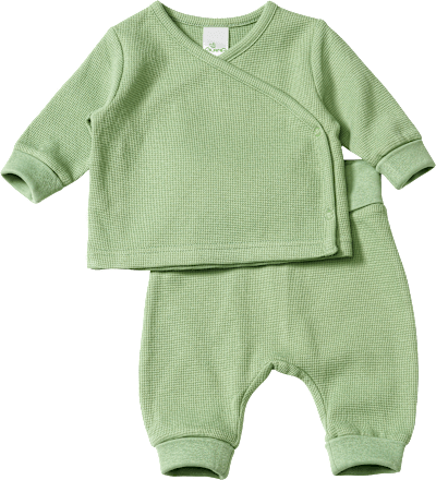 Set mit Mitwachsfunktion mit Wickelshirt & Hose, grün, Gr. 62 ALANA