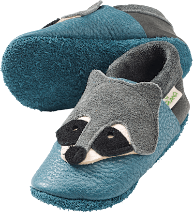 Lederschuhe mit Waschbär-Applikation, blau & grau, Gr. 20/21 ALANA