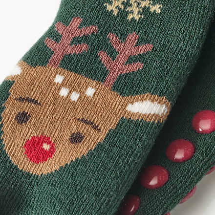 ABS Socken mit Rentier-Motiv, grün, Gr. 19/22 PUSBLU