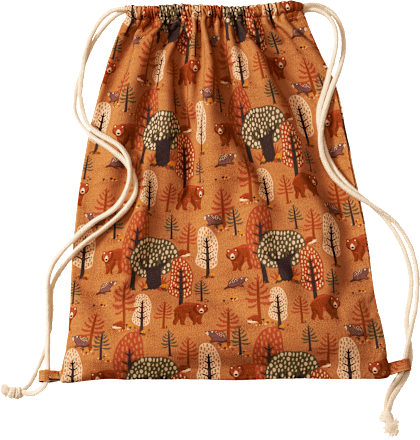 Turnbeutel mit Bären-Muster, ca. 32 x 40cm, braun ALANA